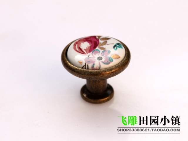 AY09AB 32mm diameter small round bronze tulip ceramic knob for drawer/wardrobe/cupboard