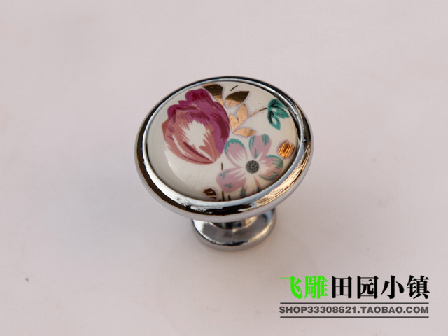 AY09PC 32mm diameter small round brilliant silvery tulip ceramic handle for drawer/wardrobe/cupboard