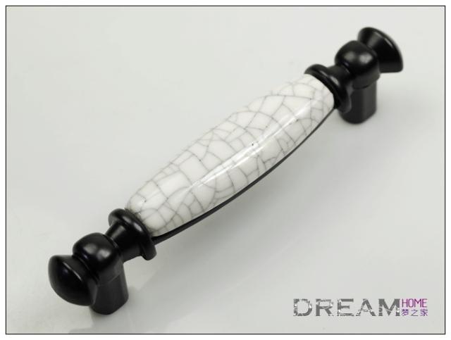 BK96 96mm hole distance antiqued ceramic handle with black flaw for drawer/wardrobe/cupboard/cabinet