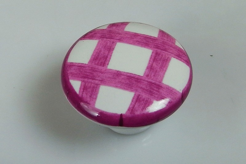 C51W54 38mm diameter large round colorful ceramic knob with red lattice for wardrobe/cupboard/shoe cabinet/drawer