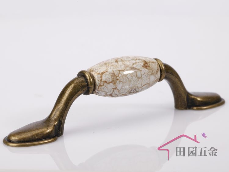 FD76-AB 76mm new style long and flat bronze and golden flaw ceramic handle for wardrobe/cupboard/television cabinet/shoe cabinet/drawer