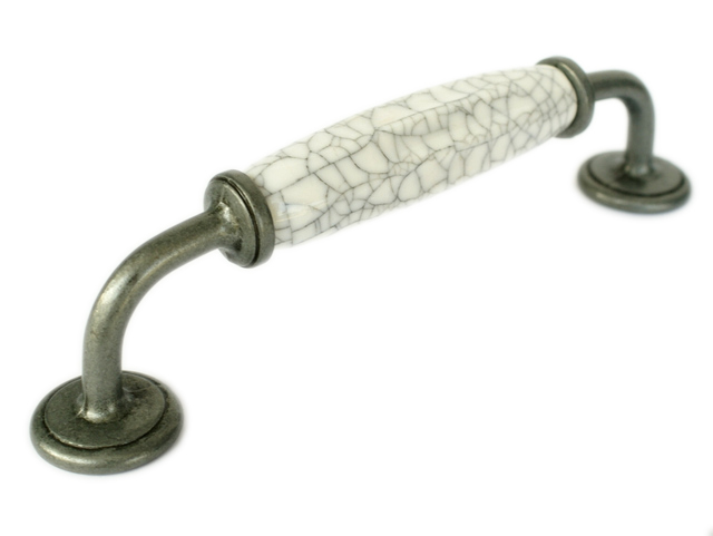FI-2-77GY 128mm antiqued ice-cracking flaw antique silver prism ceramic handle for drawer/cabinet