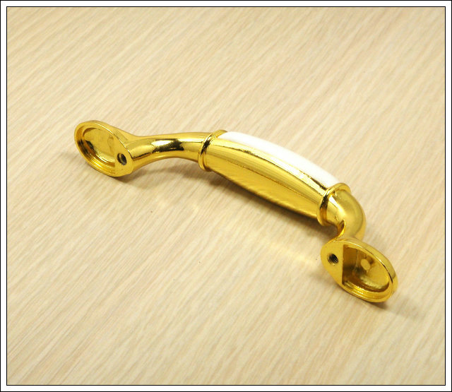 MA09BGP 96mm long and flat brilliant golden archaic tulip ceramic handle for drawer/cabinet