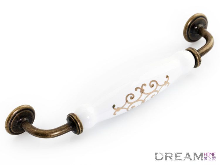 MAAR88AB 160mm grand bridge-shaped bronze-colored and archaic golden flower ceramic handle for cabinet door