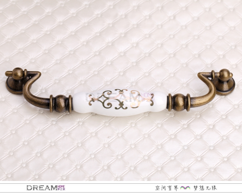 MAE88AB 150mm grand bronze and archaic hanging silver flower ceramic handle for drawer/cabinet