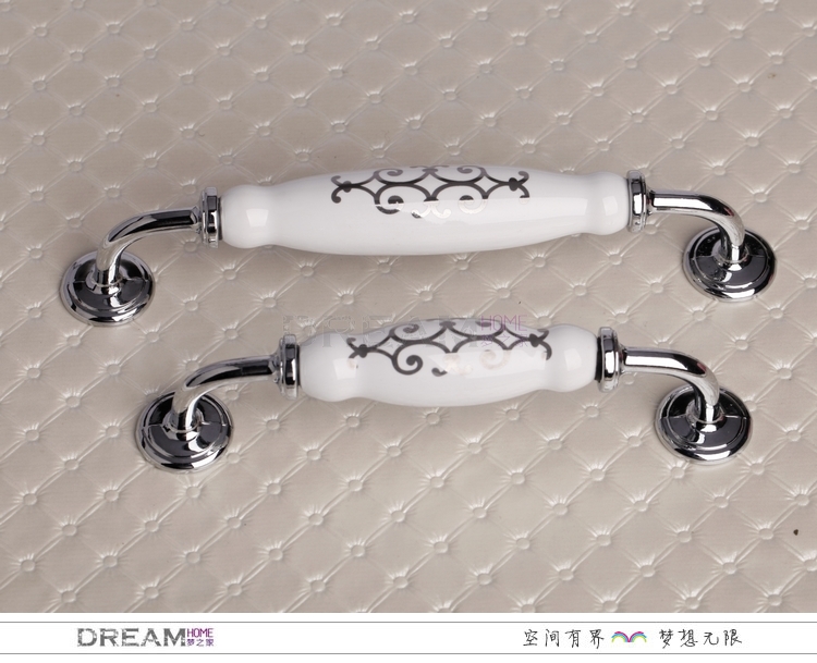 MAI99PC 128mm grand bridge-shaped silver flower ceramic handles for cabinet