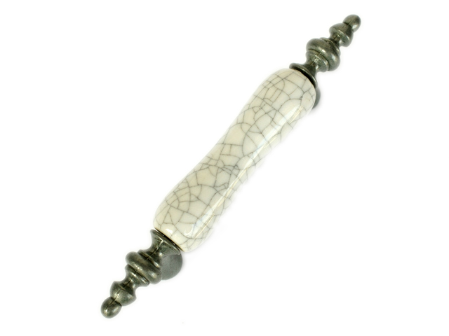 MFD77GY 76mm hole distance long banded ancient silver antiqued ceramic handle with ice-cracking flaw for drawer/cabinet