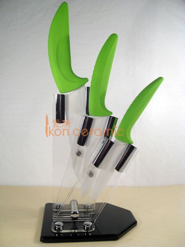 China Knives - 4pcs/Ceramic Knife Set, 4"/5"/6" with a Ceramic Knife Holder.(AJ-4DP-FG)