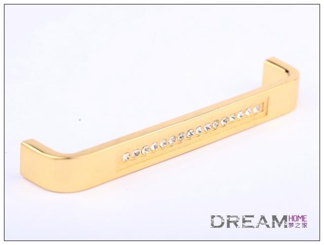 6318-128 128mm hole distance golden handle with Casino crystal diamond for drawer