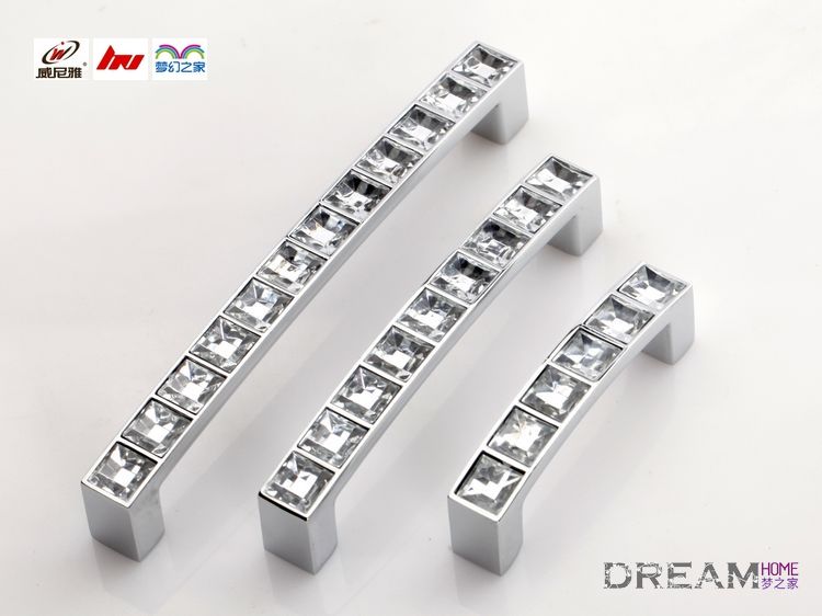 8462-128 128mm hole distance bridge-shaped silver and chrome crystal handles with diamond for drawer/wardrobe