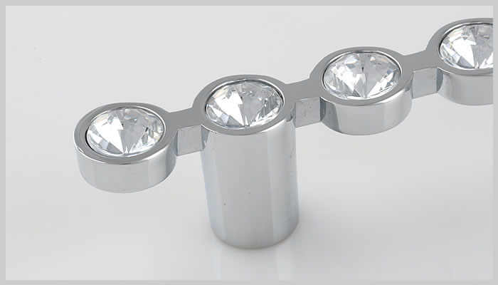 8476-128 128mm hole distance silver and chrome crystal handles with small round diamonds for drawer/cabinet