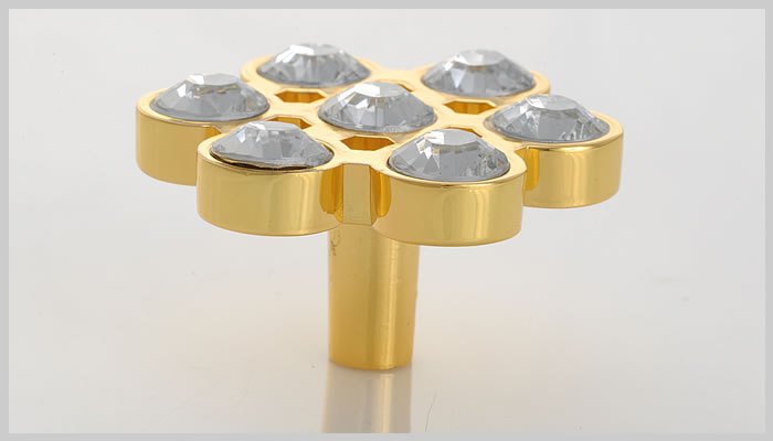 88476-snowflake single hole snowflake-shaped bright golden crystal knobs with small round dismonds for drawer/cabinet