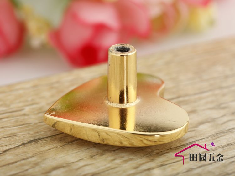 8502 single hole heart-shaped golden mirror crystal knob with diamond for drawer/cupboard/cabinet