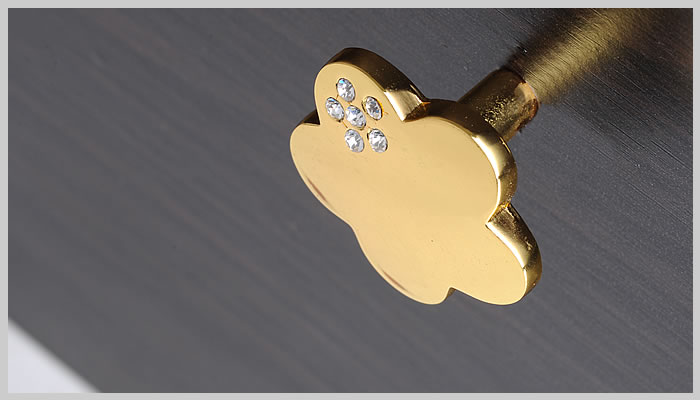 8504 single hole rose-shaped golden mirror crystal knob with diamond for drawer/cabinet