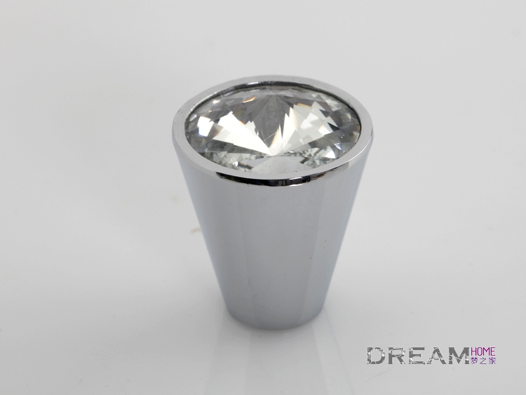 8568-large single hole round silver and chrome crystal knobs with diamond for drawer/cabinet