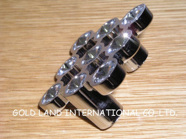 32mm square crystal glass zinc alloy bedroom handle/crystal glass furniture handle
