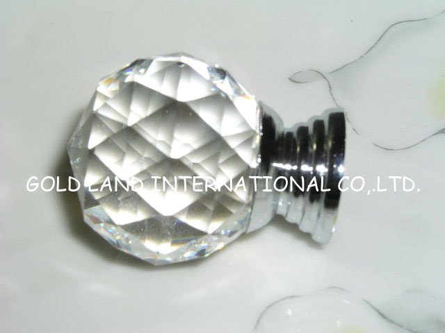 D35mm Free shipping transparent crystal glass bedroom handles and knobs/furniture door knobs