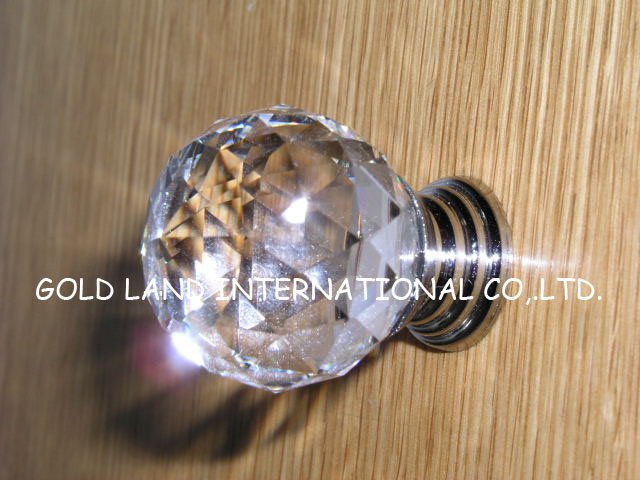 D40mm Free shipping transparent crystal glass furniture handles and knobs/crystal multi-faceted cutting knob