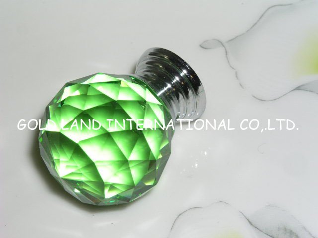 D30mm Free shipping green crystal glass furniture handles and knobs/ crystal drawer knobs