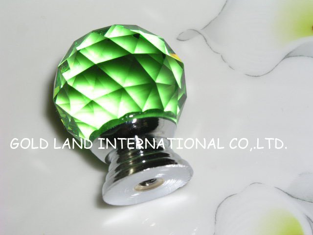D30mm Free shipping green crystal glass furniture handles and knobs/ crystal drawer knobs