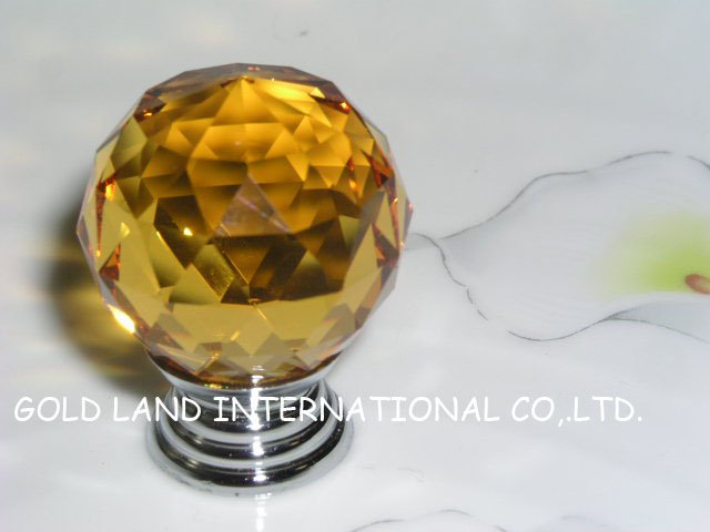 D40mm Free shipping amber crystal glass furniture knobs crystal cabinet drawer Knob/ kitchen cabinet knob