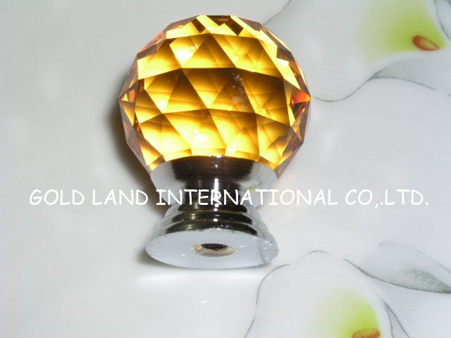 D20mm Free shipping amber crystal glass cabinet door knob/ drawer knob