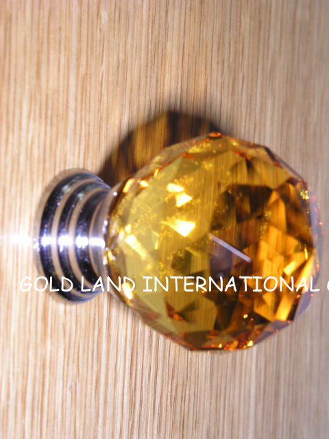 D30mm Free shipping amber crystal glass cabinet knobs /wardrobe knobs /drawer knobs