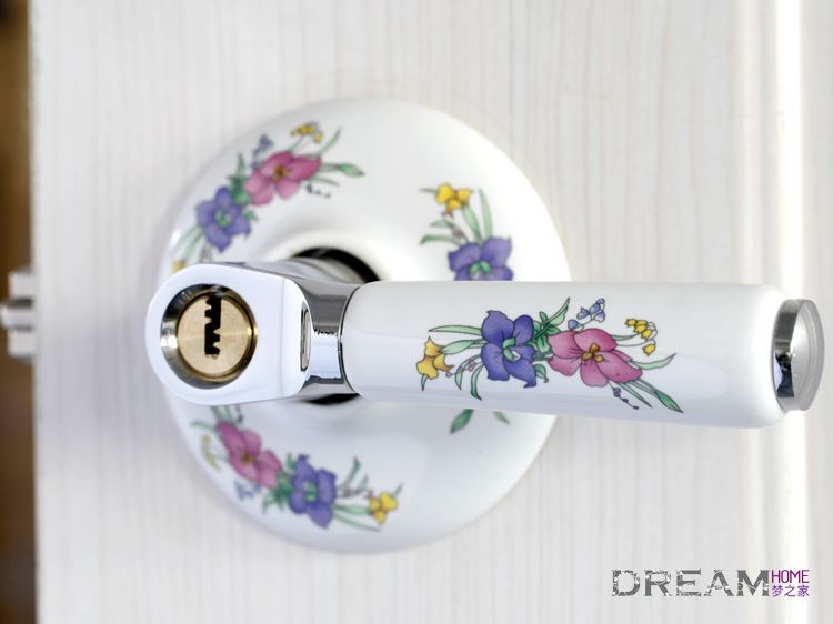 01SSTZ silvery ceramic handle locks with spring scenery for door
