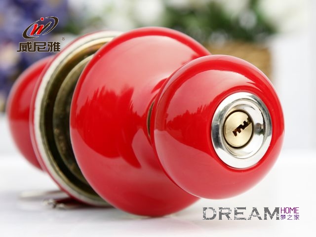 09SST passionate red and silvery ceramic spherical locks for bedroom/kitchen