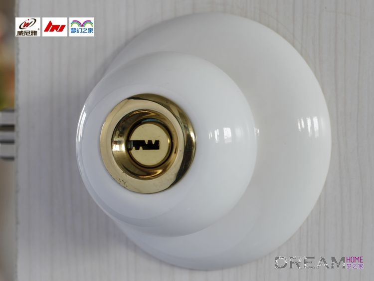C07SBT pure white and golden ceramic spherical locks for door