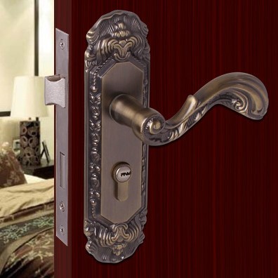 Chinese antique LOCK Green bronze Door lock handle door levers out door furniture door handle Free Shipping(3 pcs/lot) pb52