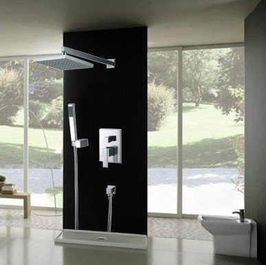 10" Bathroom Rainfall Shower head+ Arm + Hand Spray+Valve Shower Faucet CM0565