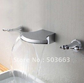 3 Piece Set Waterfall Wall-mounted Polished Chrome Mixer Tap Bathtub Faucet CM0325