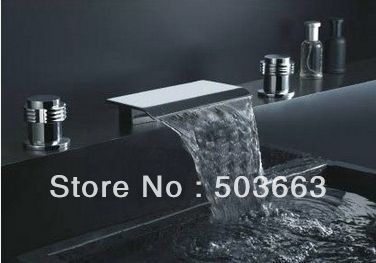 3 pcs 2 handles polished chrome luxury set faucet bathroom mixer basin tap L1581