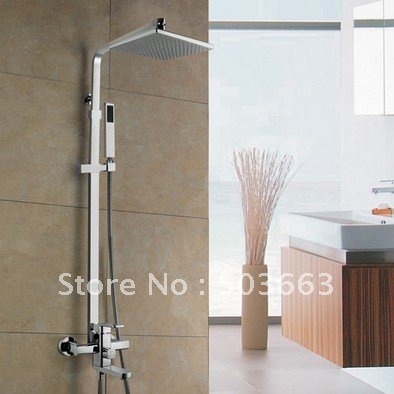 8" Bathroom Rainfall Wall Mounted With 9 " Plastic Spray Hand Shower Faucet Set CM0557