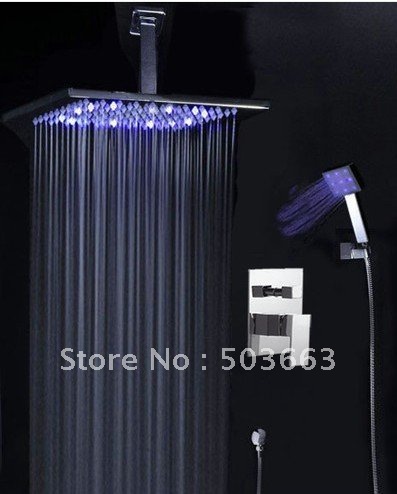 8" LED Shower Head Bathroom Rainfall Shower Complete Faucet Shower Set CM0573