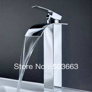 Bathroom Basin Faucet Chrome Vessel Basin Mixer Tap Vanity Faucets Brass Tap Bath Waterfall Faucet L-0136