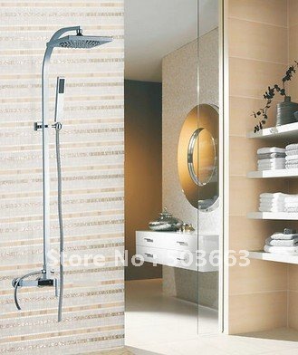Bathroom Rainfall Wall Mounted With Handheld 8" Shower Head Faucet Set CM0631