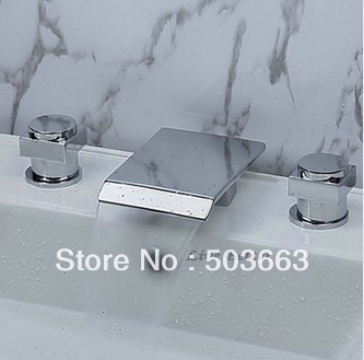 Bravo Waterfall Spout Bathroom Basin Mixer Tap Bathtub 3 Piece Faucet Set L-1602