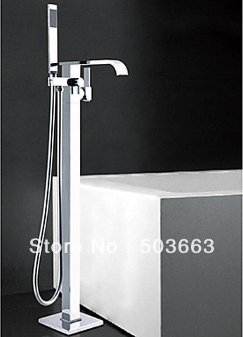 Chrome Bathroom Single Handle Floor Mounted Bathtub Faucet Tap Shower Mixer Set A-9004