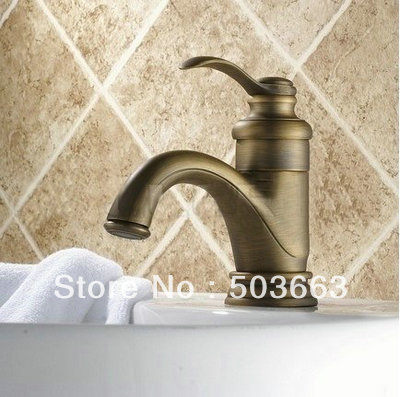 European Style Antique Brass Single Handle Bathroom Mixer Faucet for Vanity Sink, Antique Brass Y-6602