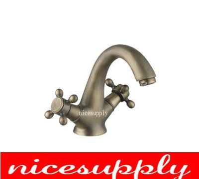 High quality antique brass dual-handle faucet bathroom basin sink Mixer tap b637 faucet ceramic cartridge