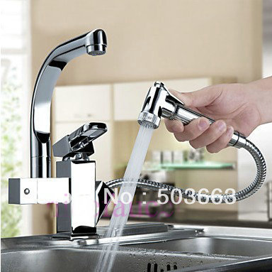 Hot Sell ! 360 degree Swivel Kitchen Faucet Pull Out Polished Chrome Basin Mixer Brass Tap CM0892