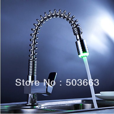 LED Kitchen Sink Pull Out Spray Mixer Tap Faucet Vessel Faucet Pull Out Kitchen Faucet L-213