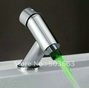 NEW LED 3 Colors Faucet Chrome NO Need Battery Powered Mixer Brass Tap CM0856