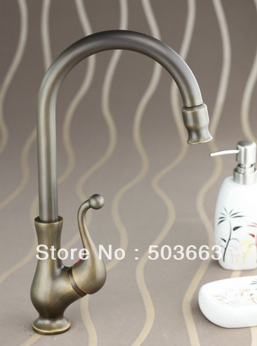 New Antique brass Bathroom Faucet Basin Sink Spray Single Handle Mixer Tap S-857