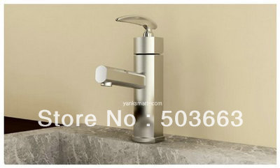 Nickel Brushed Deck Mounted Bathroom Sink Basin Mixer Tap Waterfall Brass Vanity Faucet L-1608