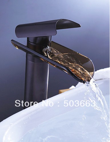 Oil Rubbed Bronze Waterfall Basin Faucet Vessel Tap Sink Mixer Black Waterfall Faucet Vanity Faucets L-0143