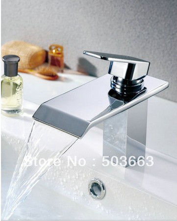 Single Hole Waterfall Bathroom Basin Faucet Sink Mixer Tap Chrome Faucet Vessel Mixer L-0203