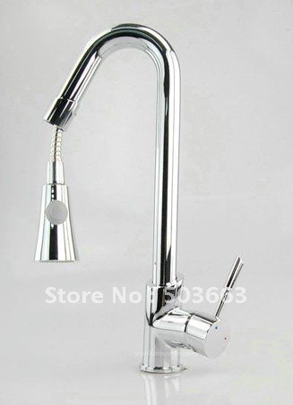 Swivel and Pull Out Kitchen Faucet Polished Chrome Basin Sink Mixer Brass Tap CM0893